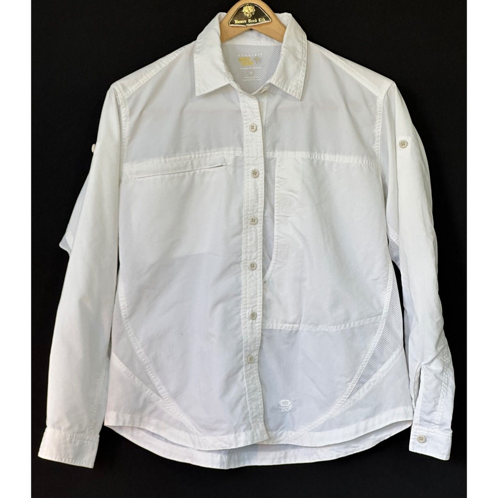Mountain Hardwear Hiking Shirt Vented Mesh Long Sleeve Womens 8 White Sporty